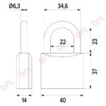 Lucchetto rettangolare mm 40 'ISEO' 40217 - immagine 2