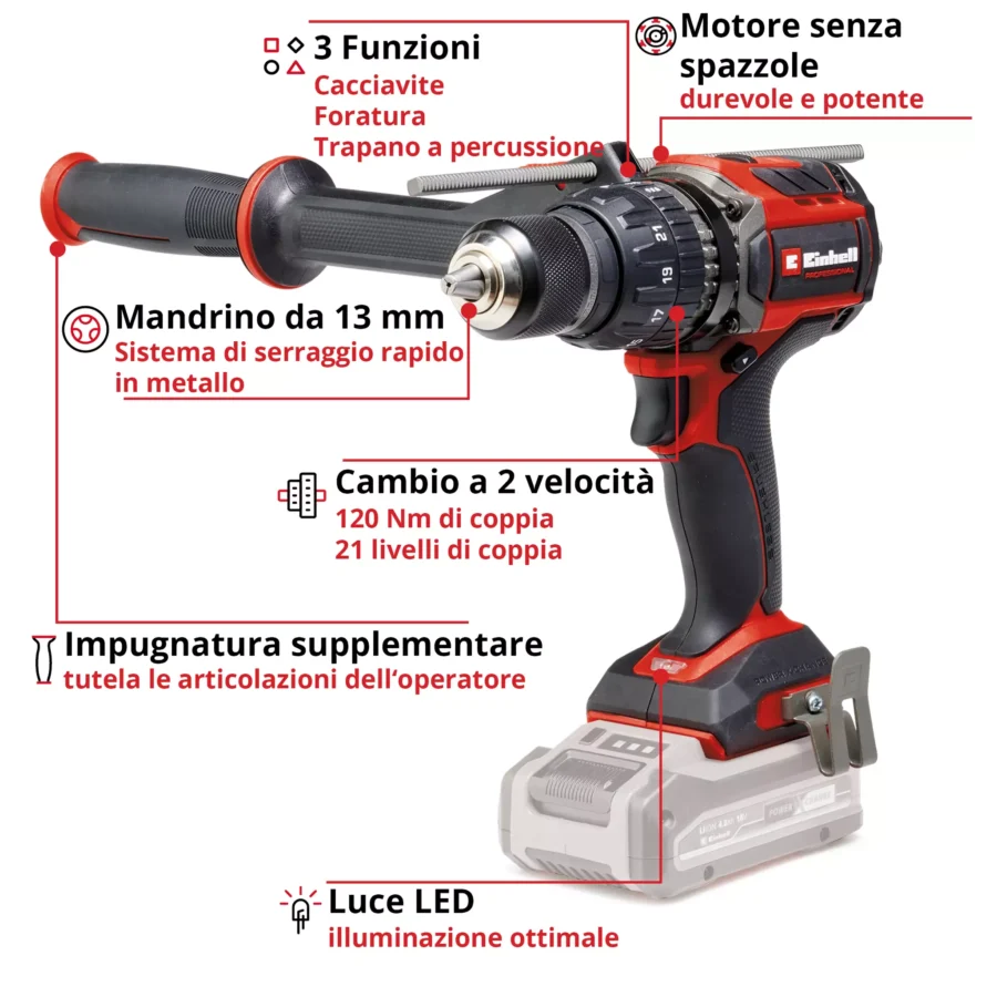 Avvitatore a percussione a batteria Einhell TP-CD 18/120 Li-i BL - Solo - immagine 2