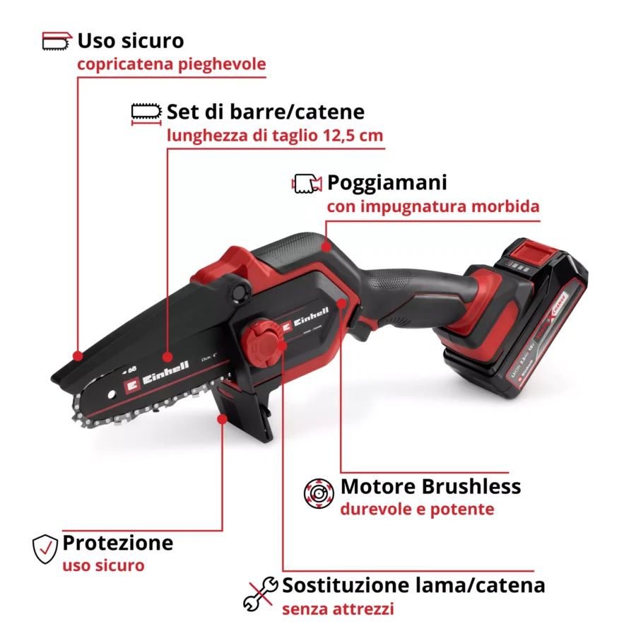 Potatore a catena Einhell GE-PS 18/15 Li con catena, batteria e travel bag - immagine 3