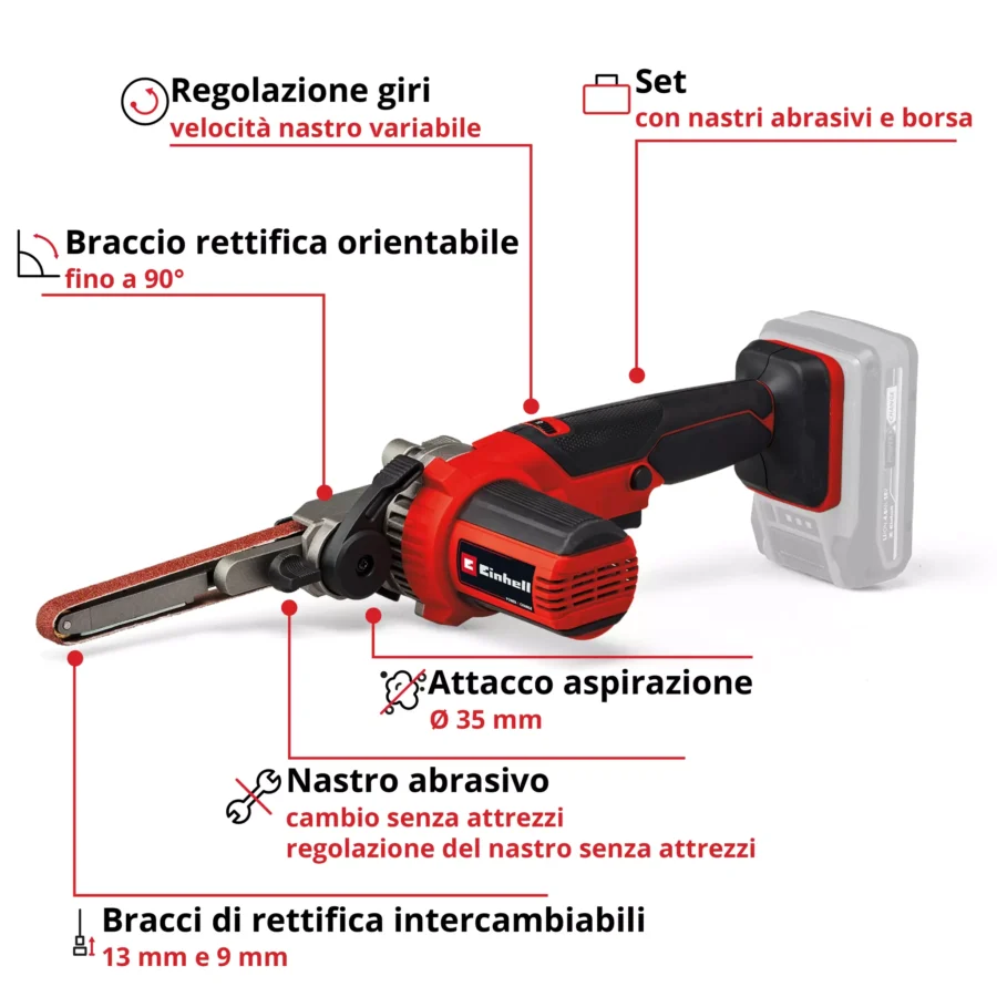 Lima a nastro a batteria Einhell TE-BF 18 Li - Solo - immagine 2